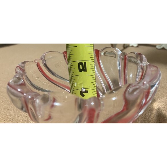 Mikasa Thick Art Glass Red Peppermint Swirl Candy Dish Dip Bowl 4x3' - Picture 11 of 13
